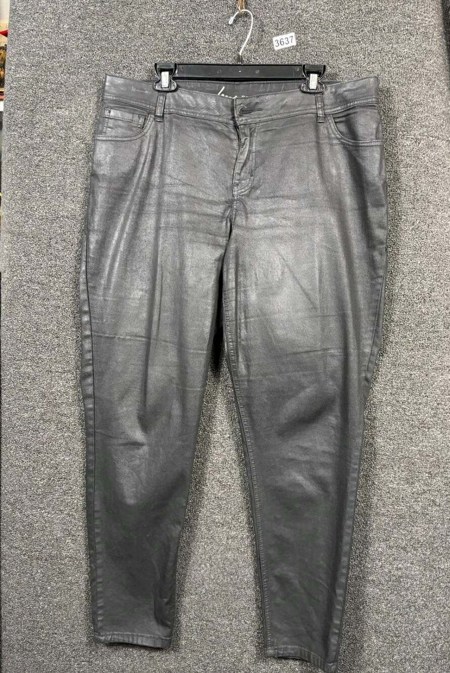 Lane Bryant Skinny Jeans Womens Size 16 Black Denim High Rise Denim Stretch